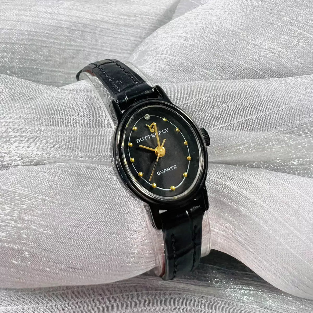 Xi'an Butterfly Ladies Quartz Watch Imported Movement Cowhide Strap Vintage