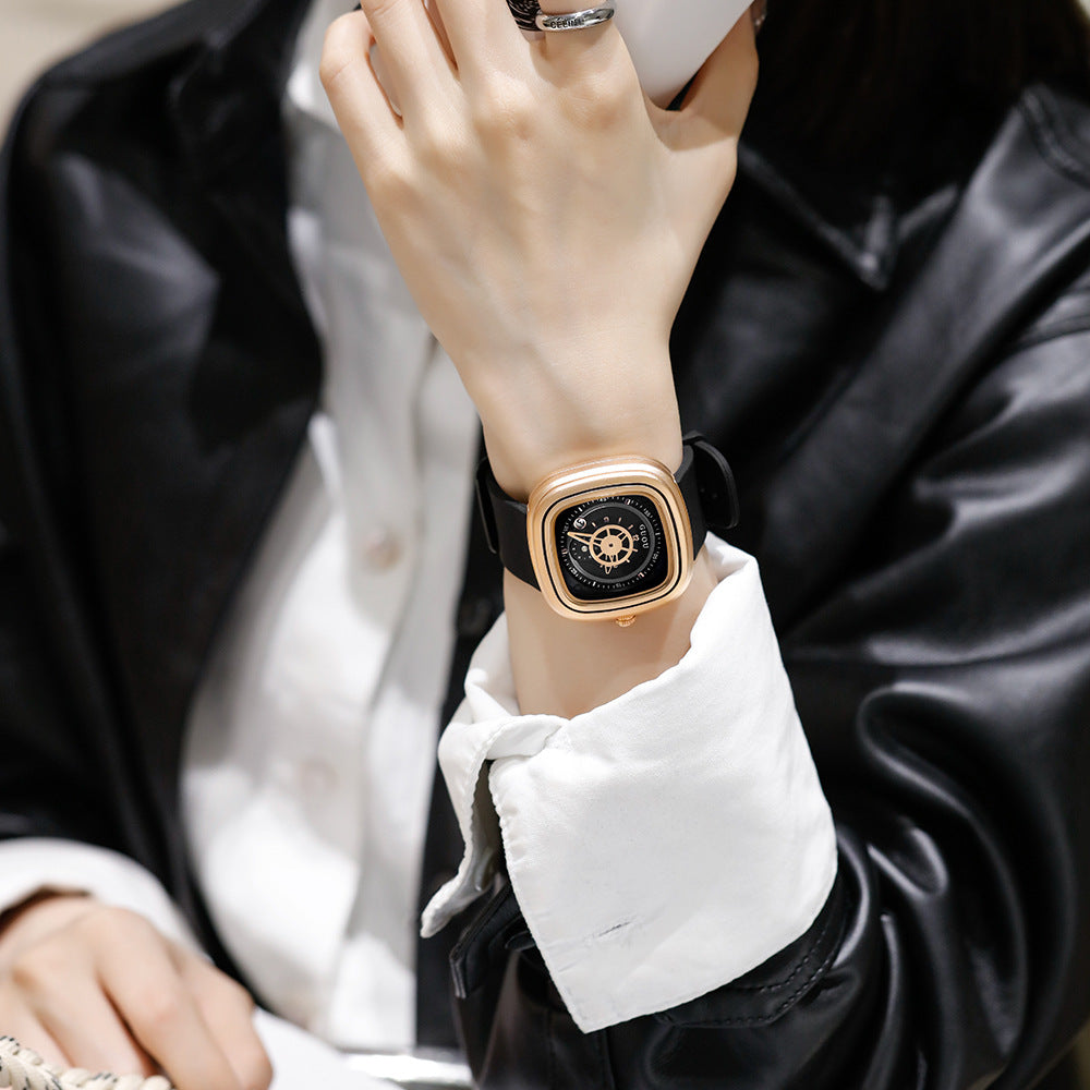 GESMART 2023 New Women's Square Quartz Watch Silicone Band Minimalist Casual Luxury Style