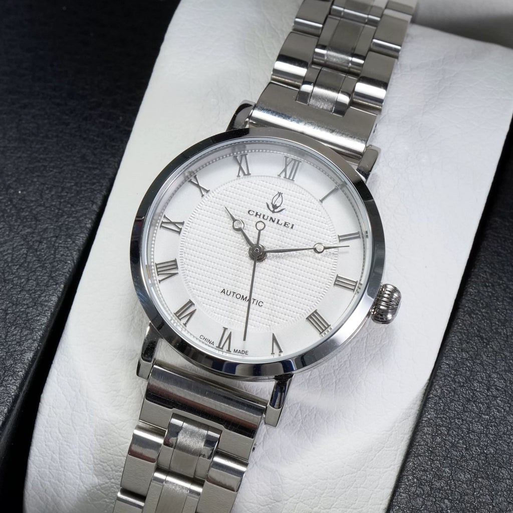 Chunlei Ladies Mechanical Watch Exhibition Back Solid Steel Bracelet Fashion
