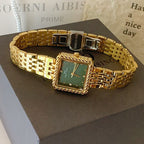 Women's Square Gold-Tone Vintage Steel-Band Quartz Watch