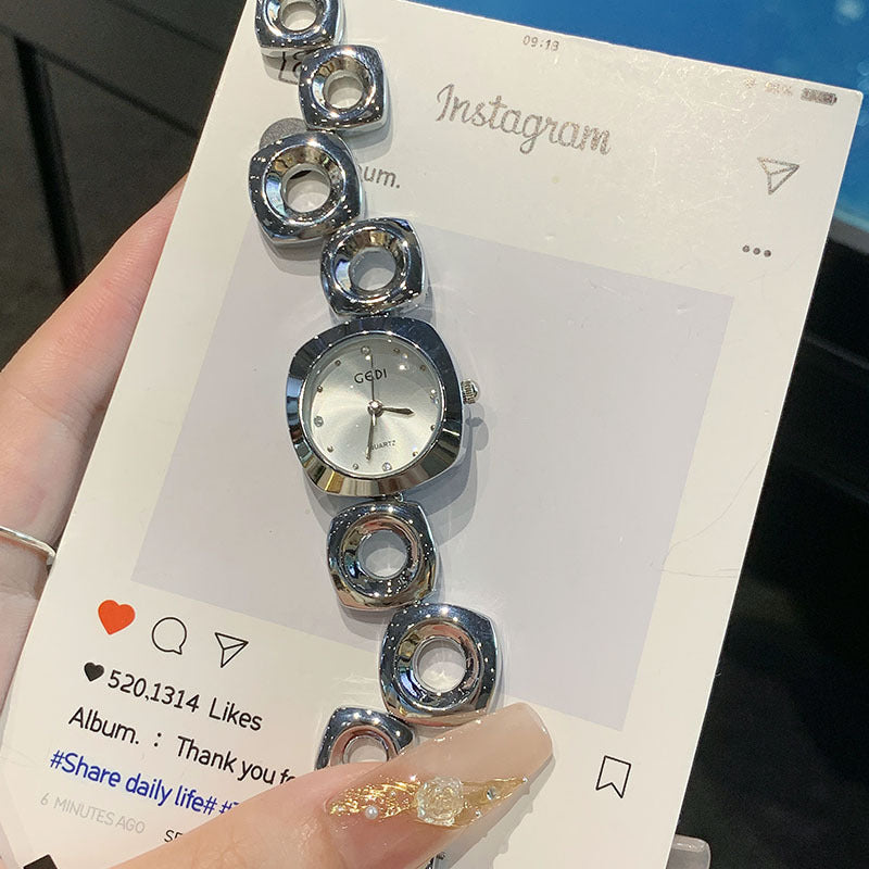 Women's Metallic 3D Square Openwork Fashion Watch