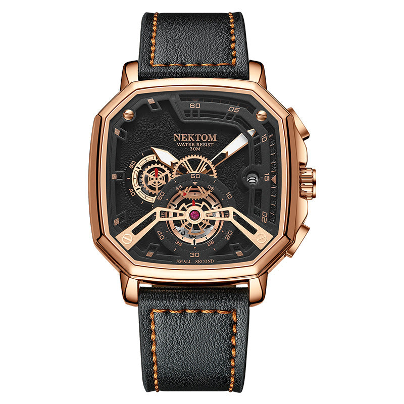 GESMART Men's Square Quartz Watch Luminous Water Resistant Trendy Fashion Casual Wristwatch