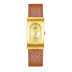GESMART Women's Retro Square Oval Quartz Watch Leather Band Niche Minimalist Commuter