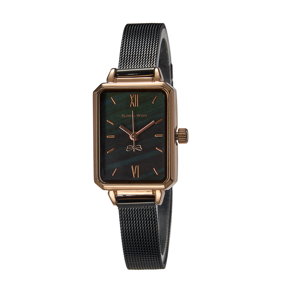 Women's Green Square Watch with Steel Band