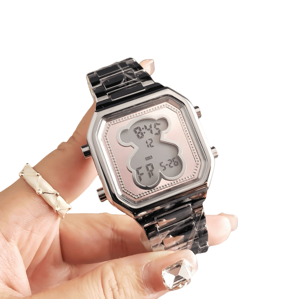 Women's Cartoon Multi-Function Sport Watch, Rhinestone Dial with Silicone Strap