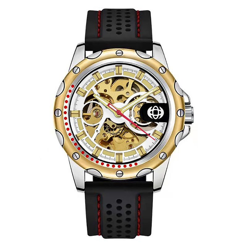 GESMART Men's Skeleton Automatic Mechanical Watch Silicone Band Sports Fashion