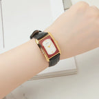Diamond Brand Vintage Quartz Watch Titanium Rectangular Leather Strap NOS New