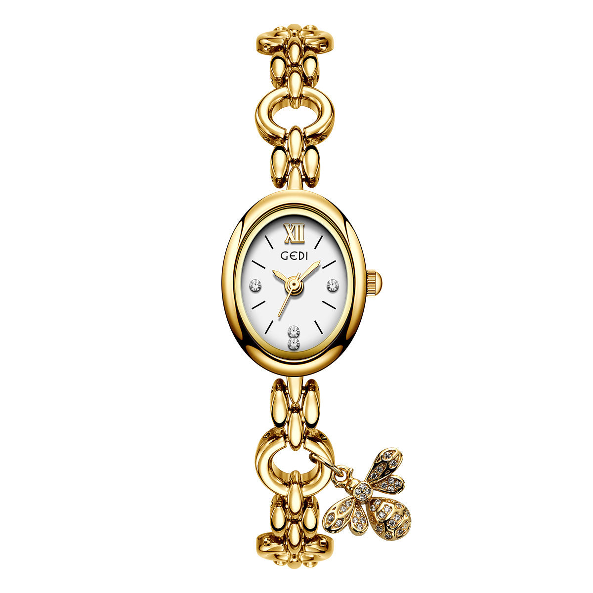 Women's Gold Bee-Pendant Bracelet Quartz Watch