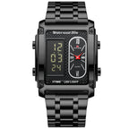 GESMART Men's Dual Movement Dual Display Square Digital Watch Multifunction Water Resistant Creative