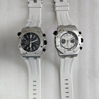 Men's 42mm Watch Dual Crown Steel Case Rubber Strap VK64 Movement