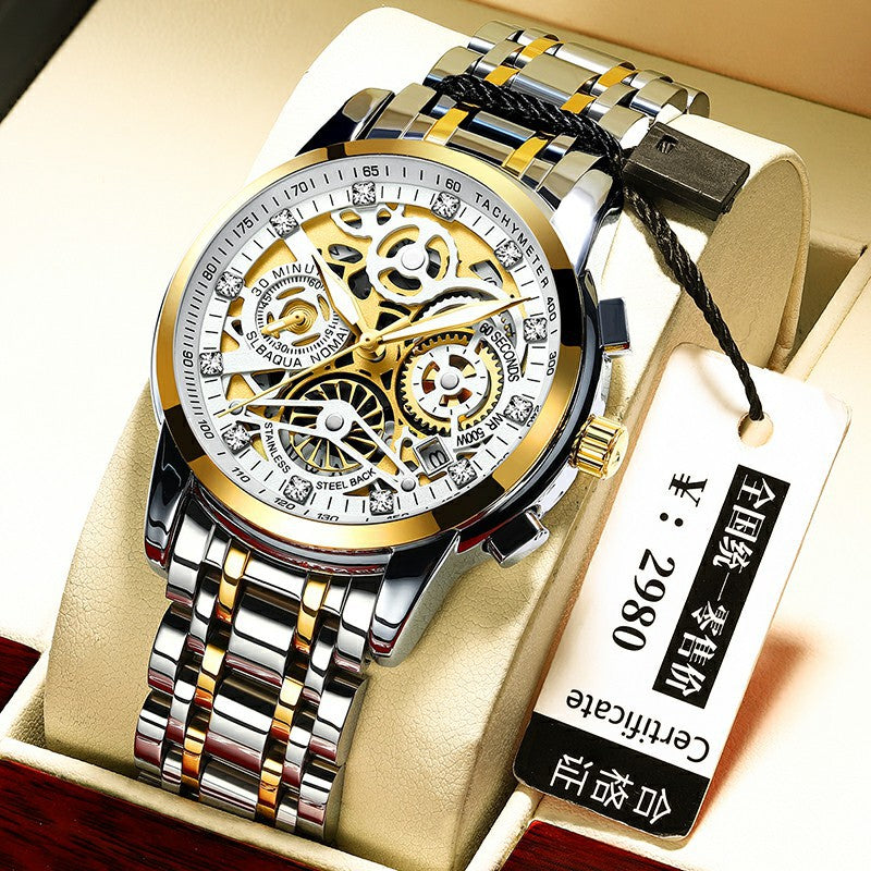 GESMART Men's Gold Tone Large Dial Watch High Grade Water Resistant Luxury Style