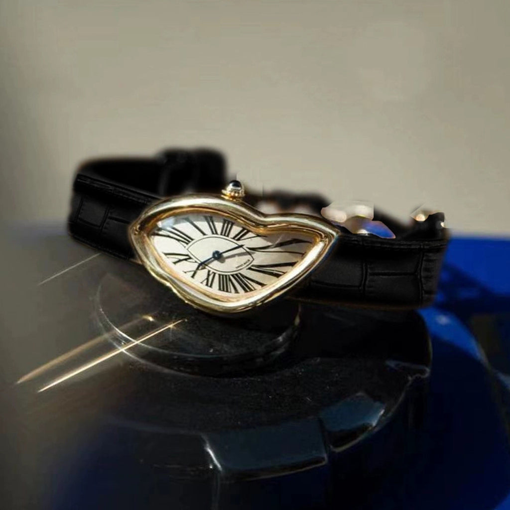 GESMART Men's Y2K Alien Shape Melting Distorted Quartz Watch Fashion Premium Niche Design Wristwatch
