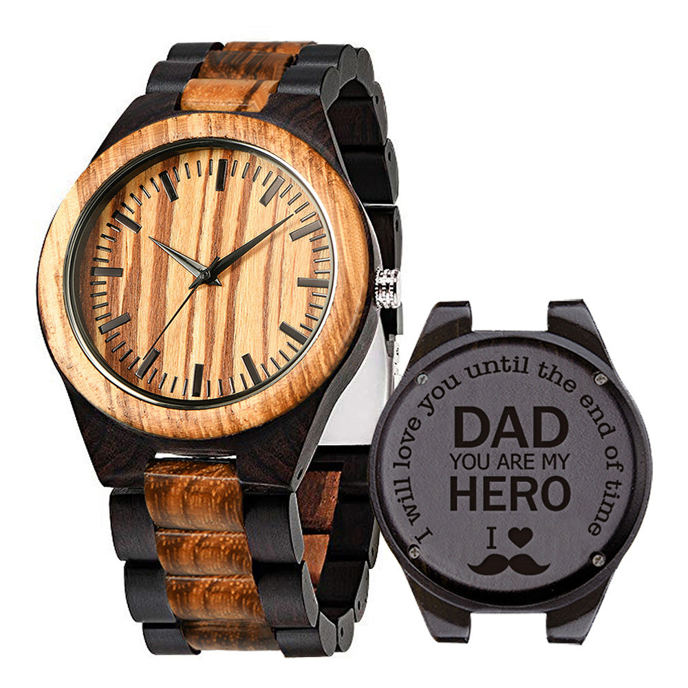 Unisex Large-Dial Vintage Wood Couple Quartz Watch