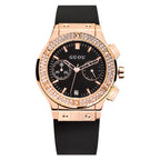 GESMART Women's Large Dial Silicone Band Watch Multifunction Rhinestone Calendar Fashion Trendy