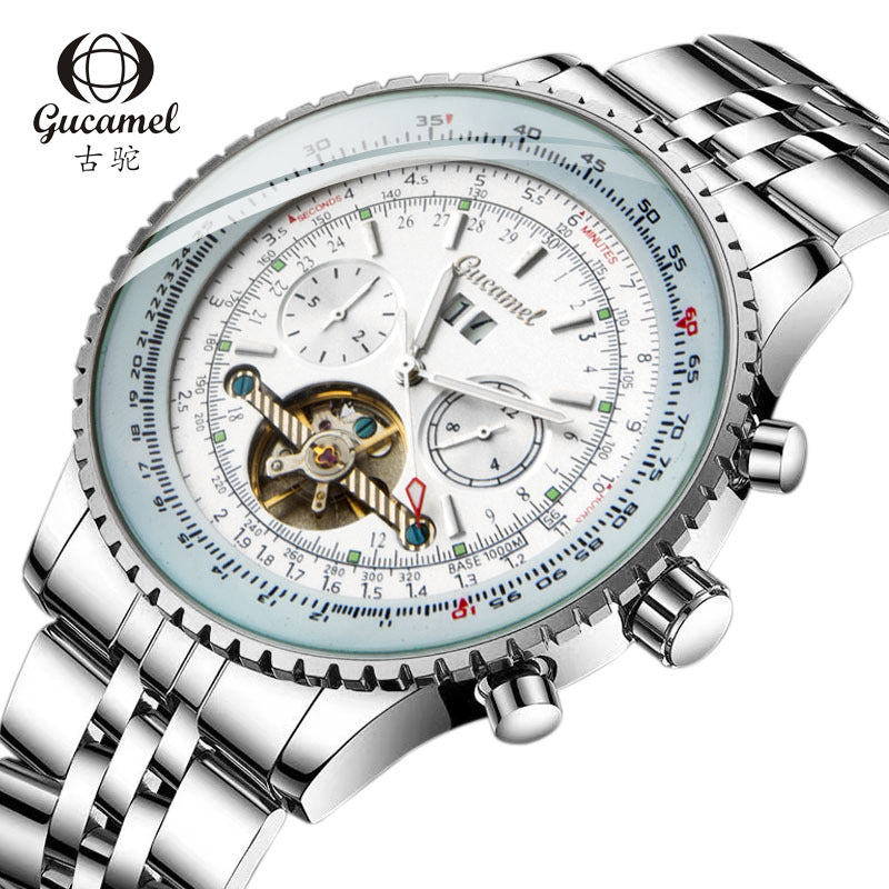 GESMART Men's Skeleton Tourbillon Automatic Mechanical Watch Large Dial Business Wristwatch