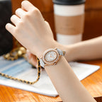 Women's Vintage Full-Rhinestone Leather-Strap Waterproof Watch