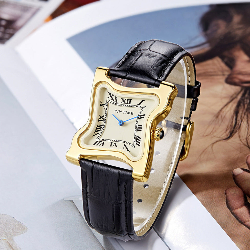 Unisex Irregular Twisted Square Couple Quartz Watch