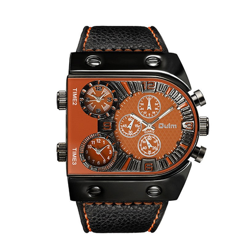 Men's Multi-Timezone Large-Dial Luminous Steel Watch