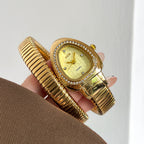 Women's Gold Snake-Strap Rhinestone Quartz Watch