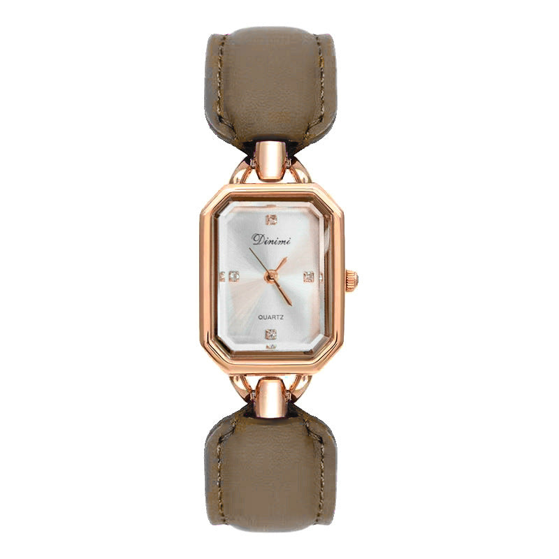 GESMART Women's Square Gold Tone Case Leather Band Watch Vintage Premium Steel Band