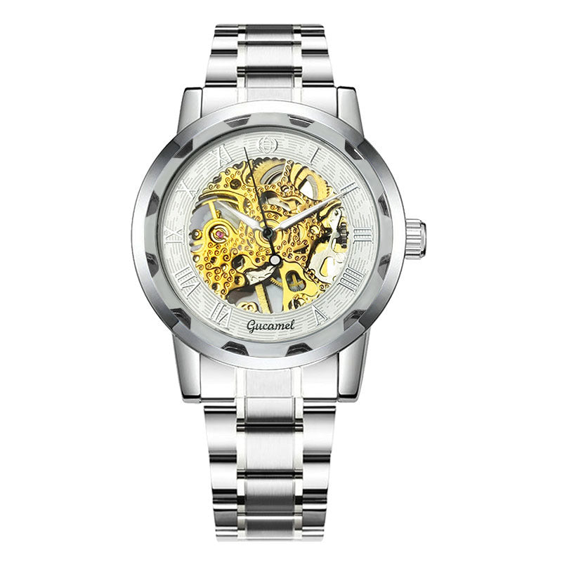 GESMART Men's Hand Winding Mechanical Skeleton Watch Exhibition Case Back Fashion