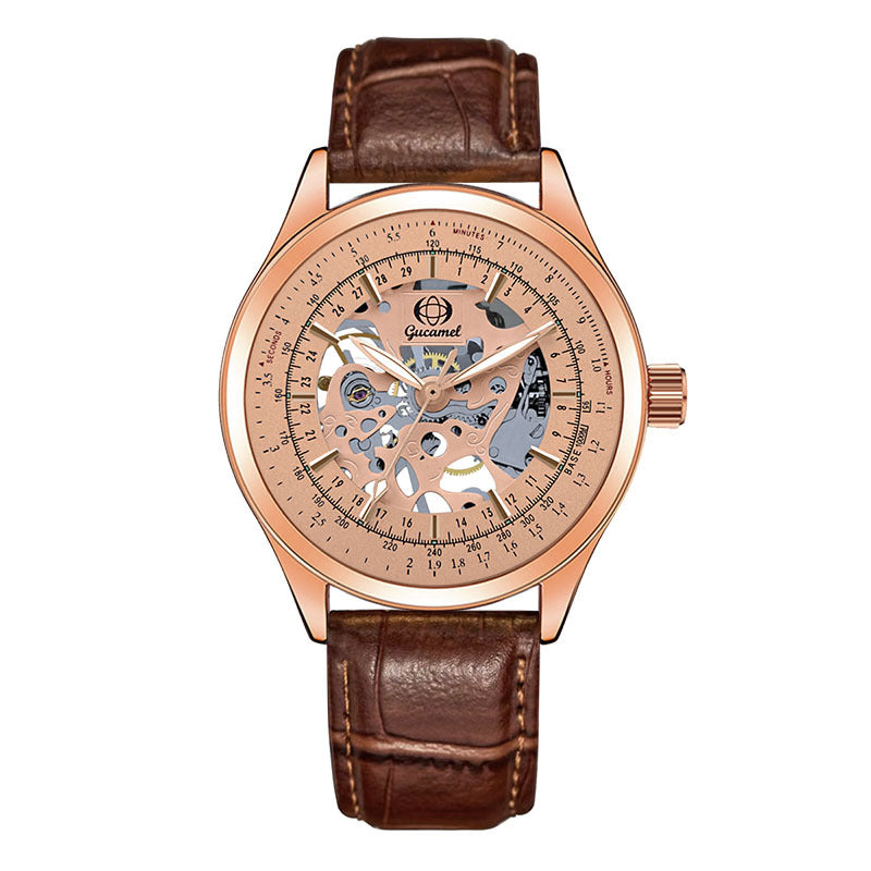 GESMART Men's Hand Winding Skeleton Mechanical Watch Casual Fashion Wristwatch