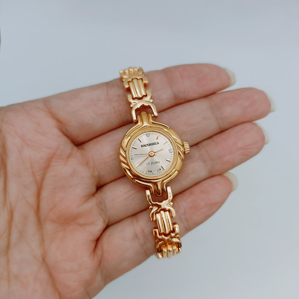 Baoshihua Ladies Manual Wind Mechanical Gold Watch Vintage 90s NOS