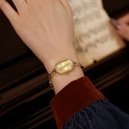 GESMART Women's Gold Tone Bracelet Quartz Watch British Style Niche Luxury Vintage Fashion
