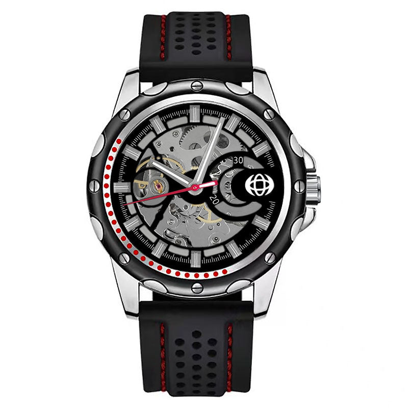GESMART Men's Skeleton Automatic Mechanical Watch Silicone Band Sports Fashion