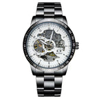 GESMART Men's Automatic Mechanical Watch Black Iridescent Dial Full Gold Tone Business Fashion