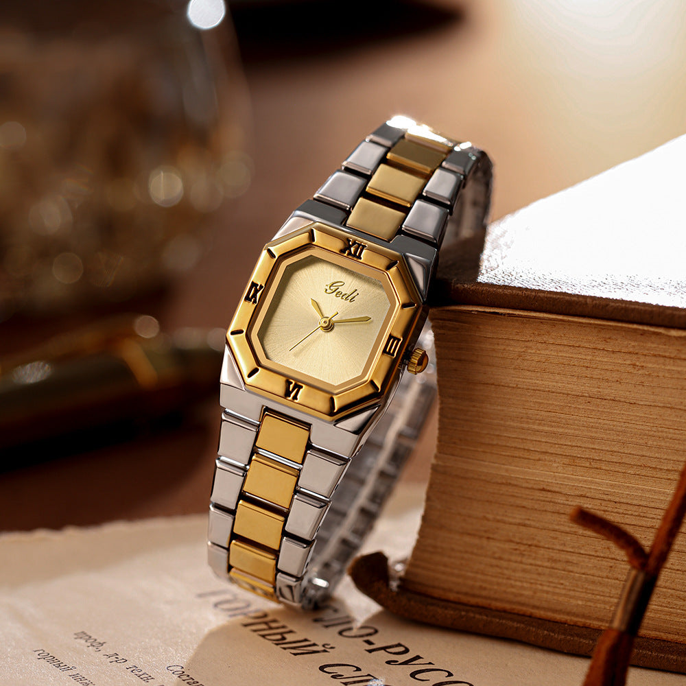 GESMART Women's Square Steel Band Quartz Watch Vintage Luxury Style Elegant Fashion