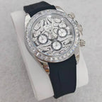 No Logo Men's 39mm Quartz Watch VK63 Sapphire Crystal Steel Bezel Rubber Strap