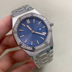 Ladies 31mm Octagonal Gem Bezel Steel Quartz Watch Green Lume Dial VJ24 Movement