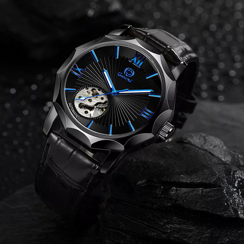 GESMART Men's Polygon Shape Dial Automatic Mechanical Watch European American Fashion