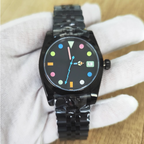 Men's 36mm PVD Black Oyster 5-Link Bracelet Colorful Lume NH35 Watch