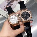 GESMART Women's Large Dial Silicone Band Watch Multifunction Rhinestone Calendar Fashion Trendy