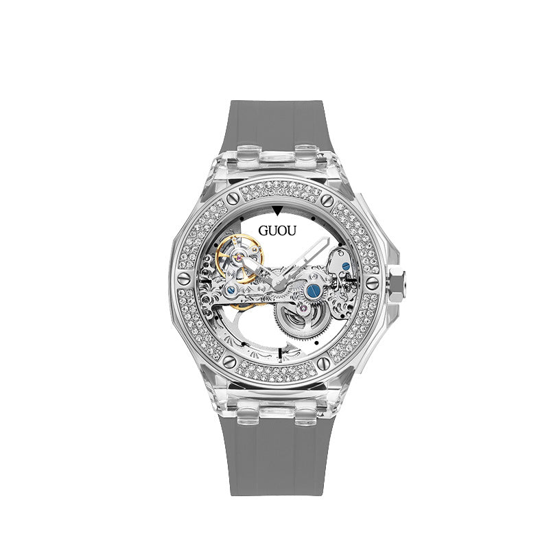 Women's Rhinestone Dial Watch with Soft Silicone Strap