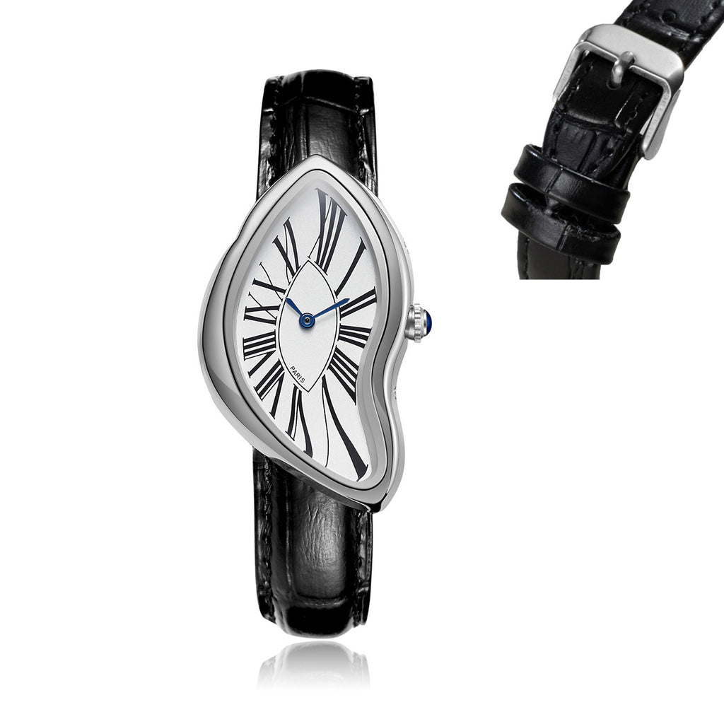 GESMART Men's Y2K Alien Shape Melting Distorted Quartz Watch Fashion Premium Niche Design Wristwatch