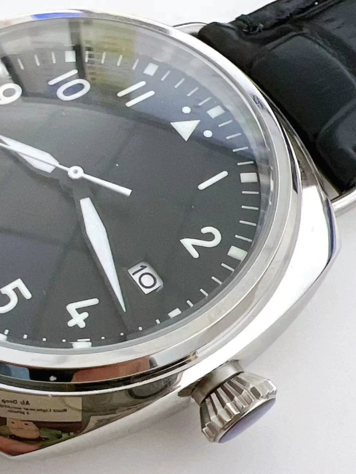 Men's 42mm Mechanical Watch NH35 Movement Sapphire Crystal Steel Case Green Lume