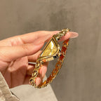 GESMART Women's Retro Black Gold Alien Shape Bracelet Quartz Watch Luxury Style Water Resistant