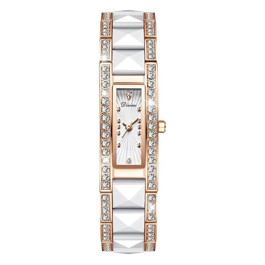 Women's Rhinestone Delicate Small Square Quartz Watch