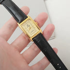 Diamond Brand Vintage Quartz Watch Titanium Rectangular Leather Strap NOS New