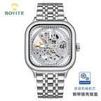 GESMART Men's Square Automatic Mechanical Skeleton Watch Luminous High Grade Trendy