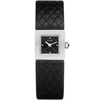 Women's Minimalist Small Square Leather-Strap Commuter Quartz Watch