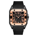 Women's Minimalist Roman Numeral Calendar Square Silicone-Strap Quartz Watch