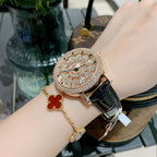 GESMART Women's Full Diamond Studded Luxury Leather Band Watch Fashion Trendy Ladies Wristwatch