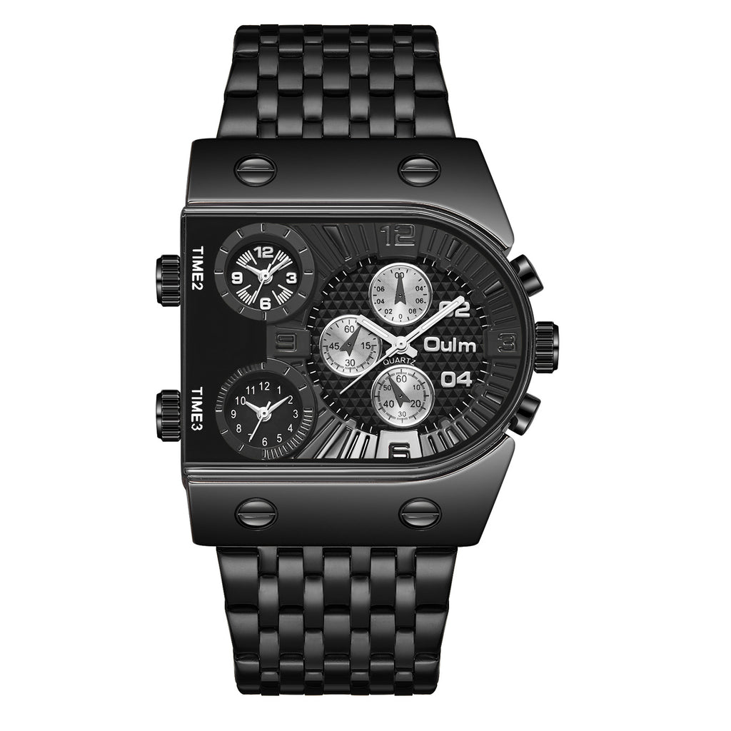 Men's Multi-Timezone Large-Dial Luminous Steel Watch