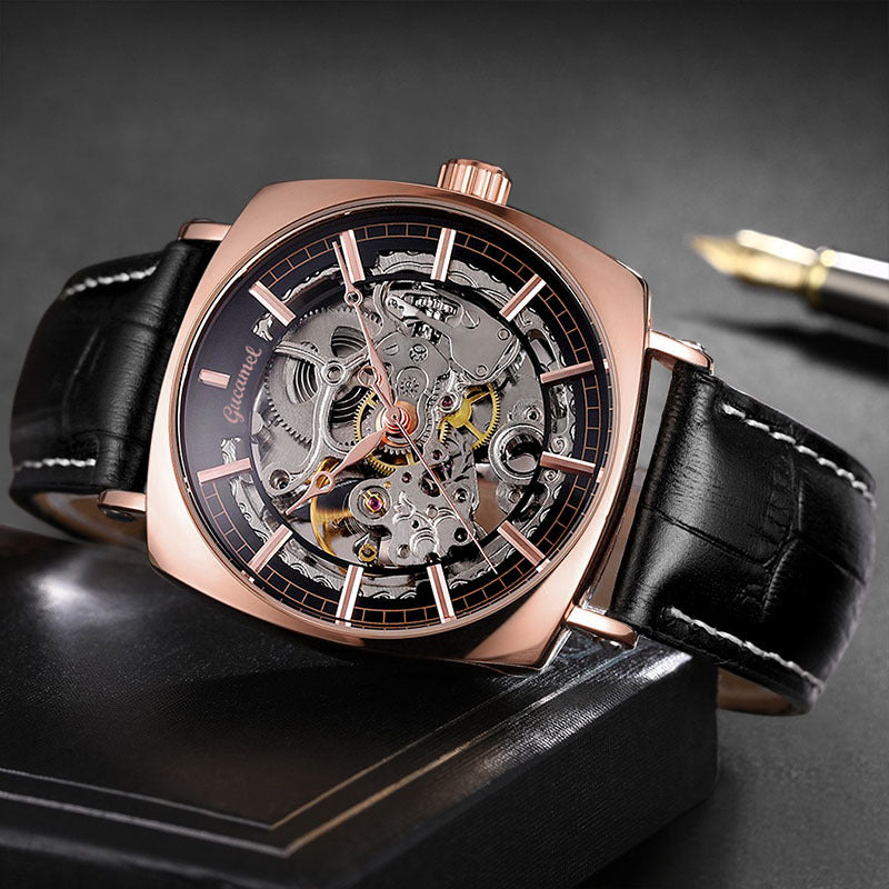 GESMART Men's New Skeleton Automatic Mechanical Watch European American Style Casual Fashion