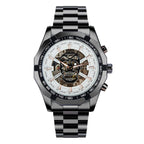 GESMART Men's Gold Tone Skeleton Automatic Mechanical Watch Skull Design Business Trendy