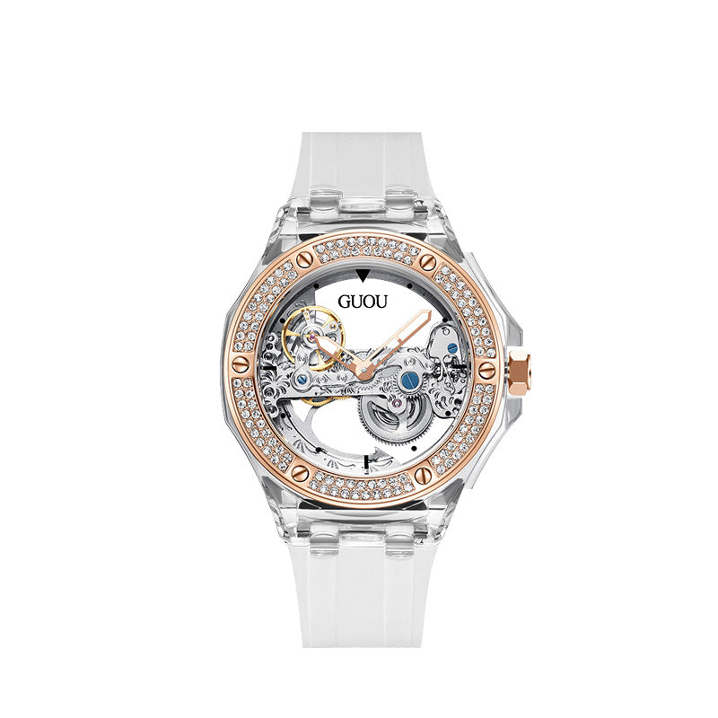 Women's Rhinestone Dial Watch with Soft Silicone Strap